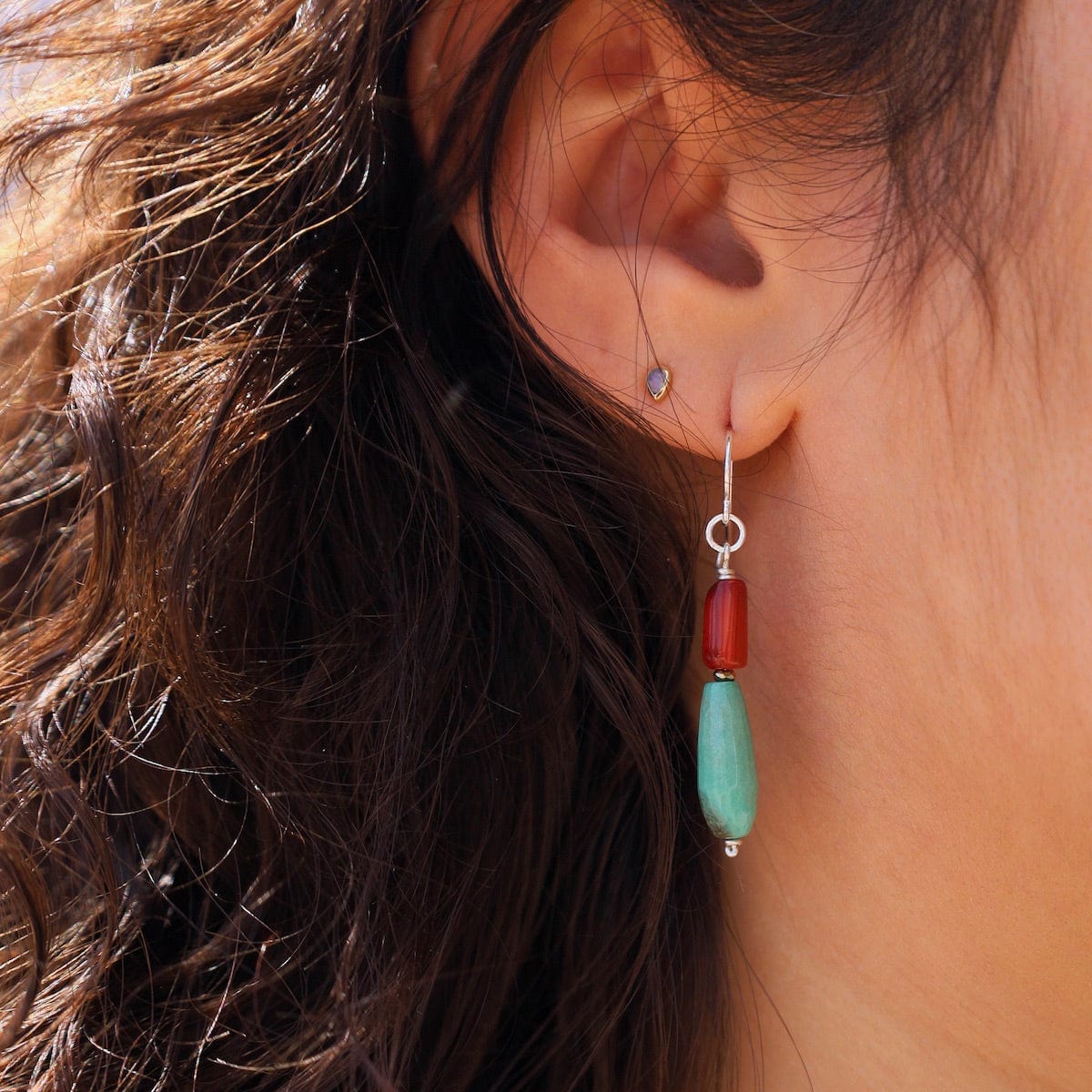 EAR Carnelian & Amazonite Earrings