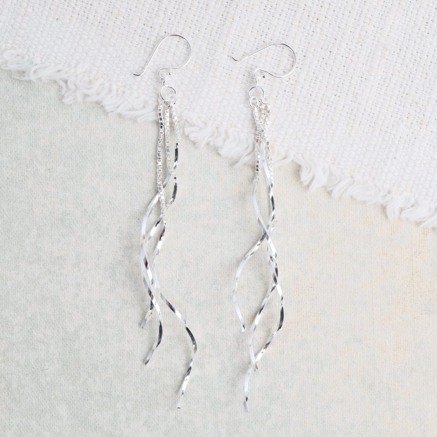 EAR Chain & Hammered Spiral Shoulder Duster Earrings