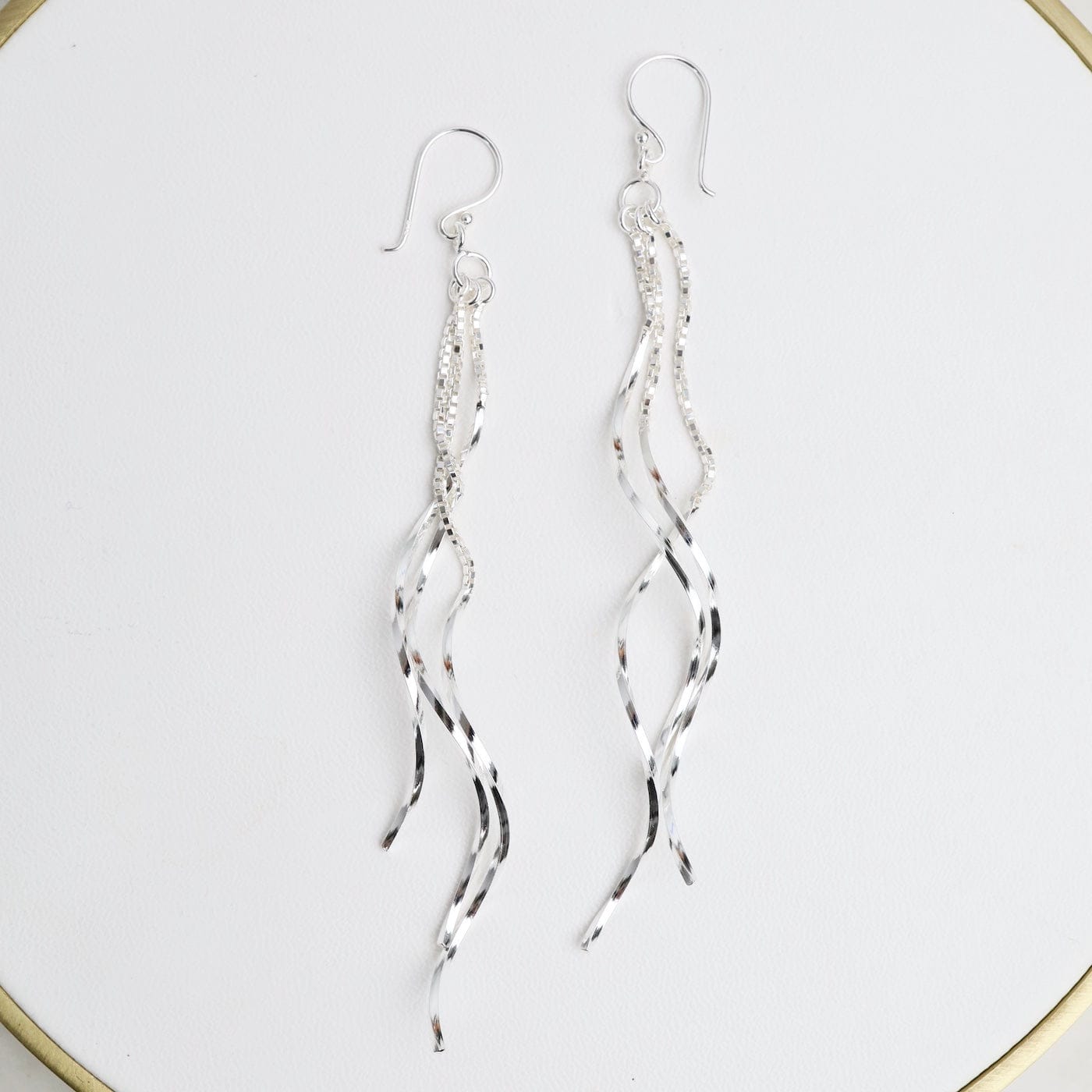 EAR Chain & Hammered Spiral Shoulder Duster Earrings