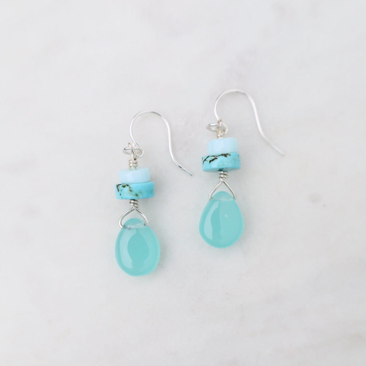 EAR Chalcedony & Turquoise Earrings