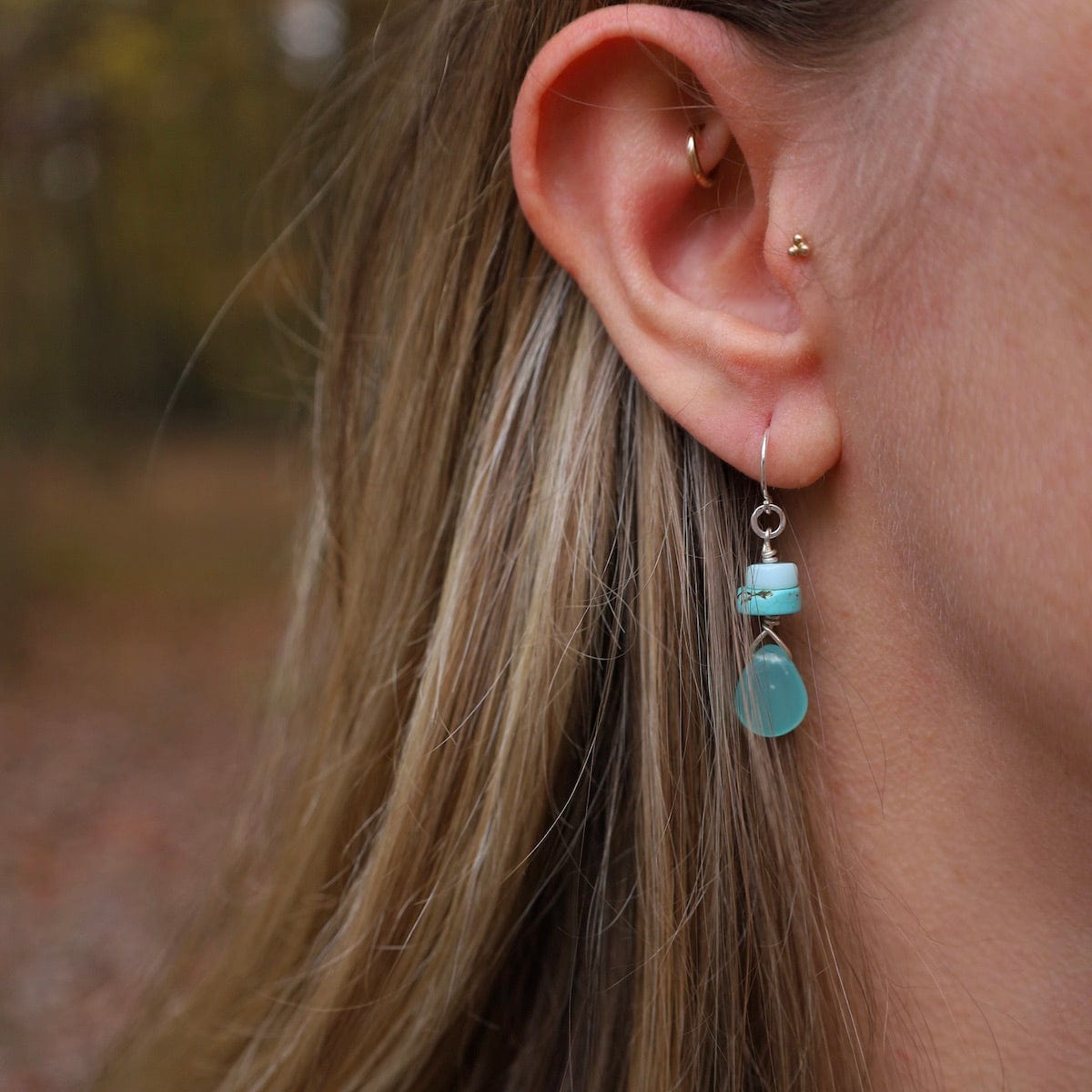 EAR Chalcedony & Turquoise Earrings