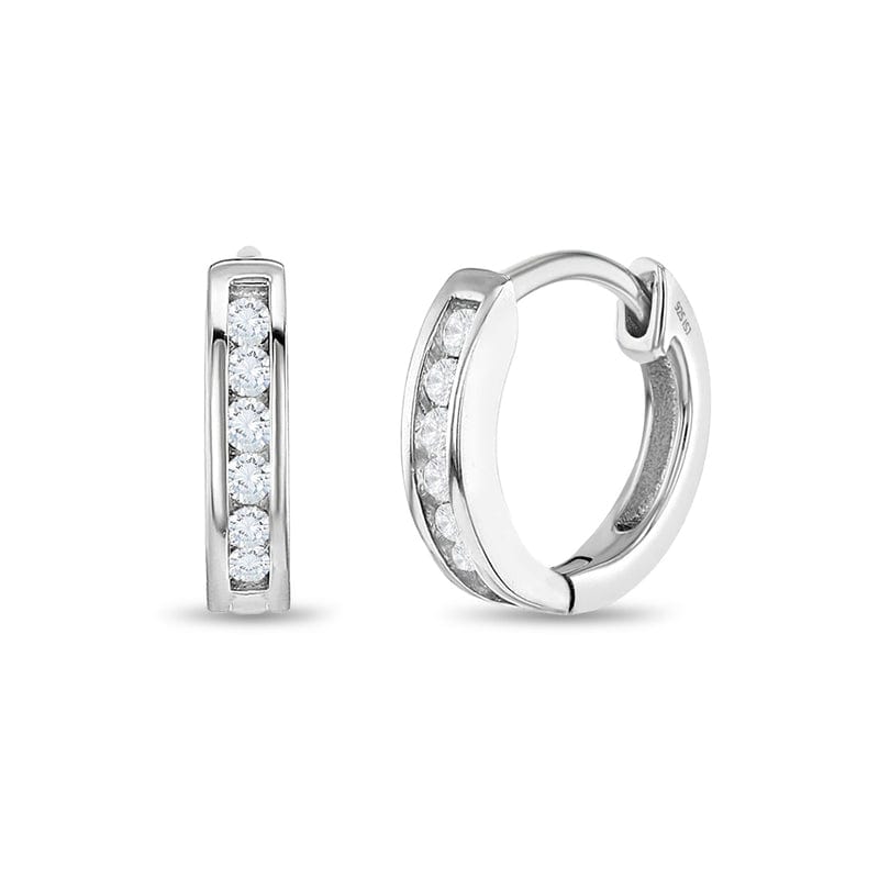 EAR Channel Set CZ Hoop Earrings