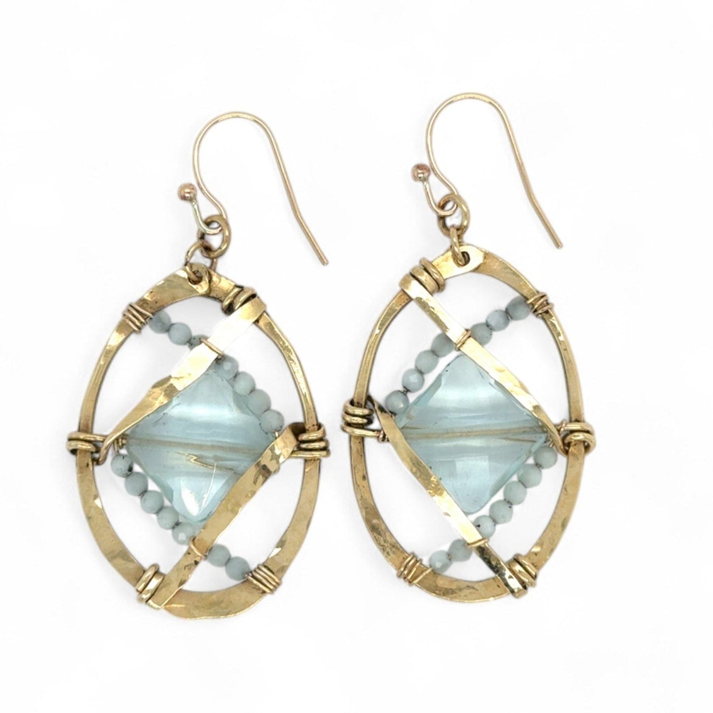 EAR Chess Aqua Quartz Earrings