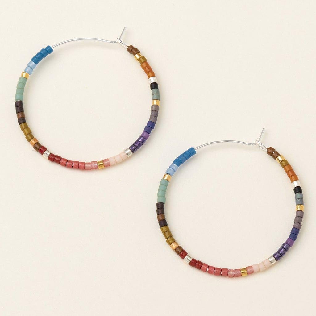 EAR Chromacolor Miyuki Small Hoop - Dark Multi/Silver