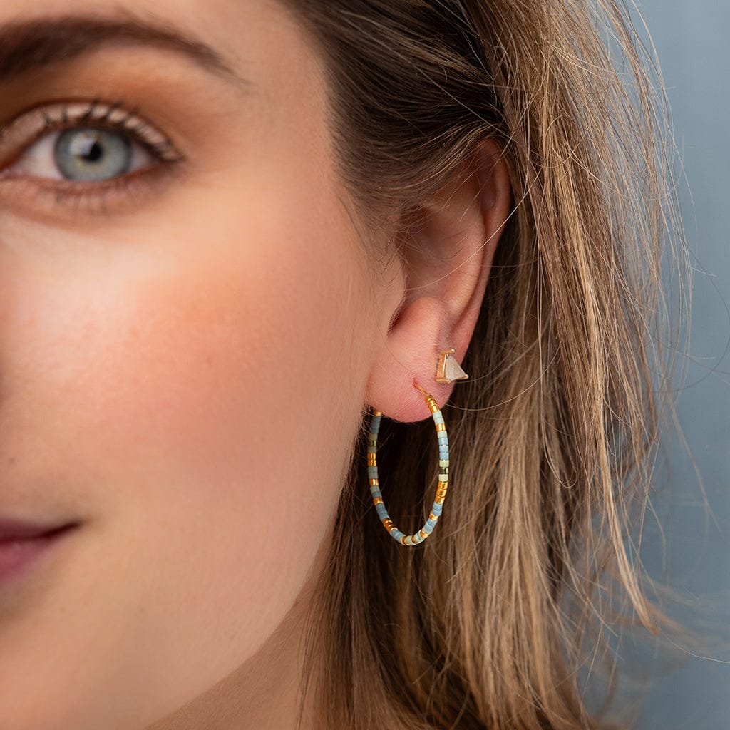 EAR Chromacolor Miyuki Small Hoops - Turquoise Mint & Gold