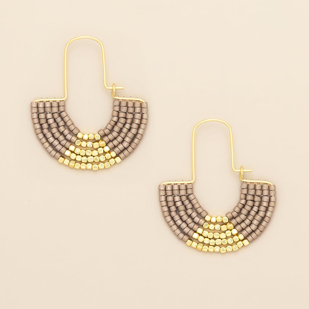 EAR Chromacolor Miyuki U-Hoop Earring in Pewter & Gold