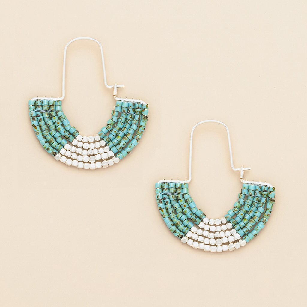 EAR Chromacolor Miyuki U-Hoop Earring in Speckled Turquoise & Silver