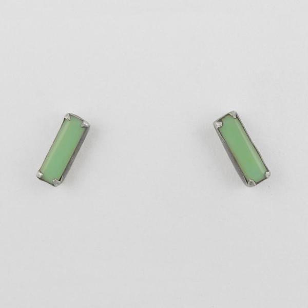 EAR Chrysoprase Faceted Baguette Stud Earrings