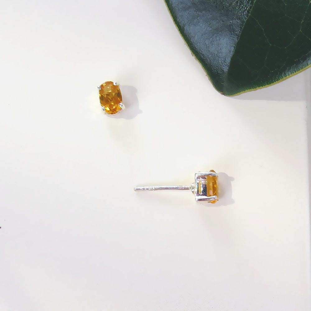 EAR CITRINE OVAL POST