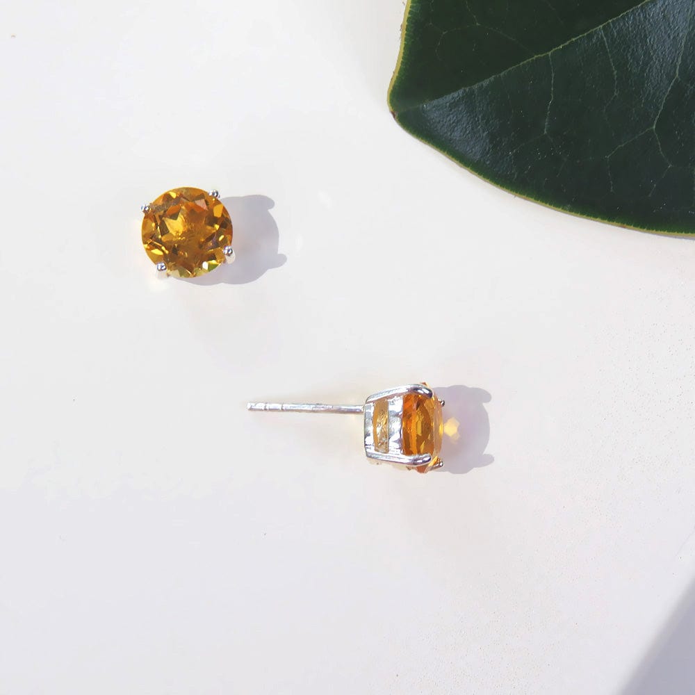 EAR CITRINE ROUND POST