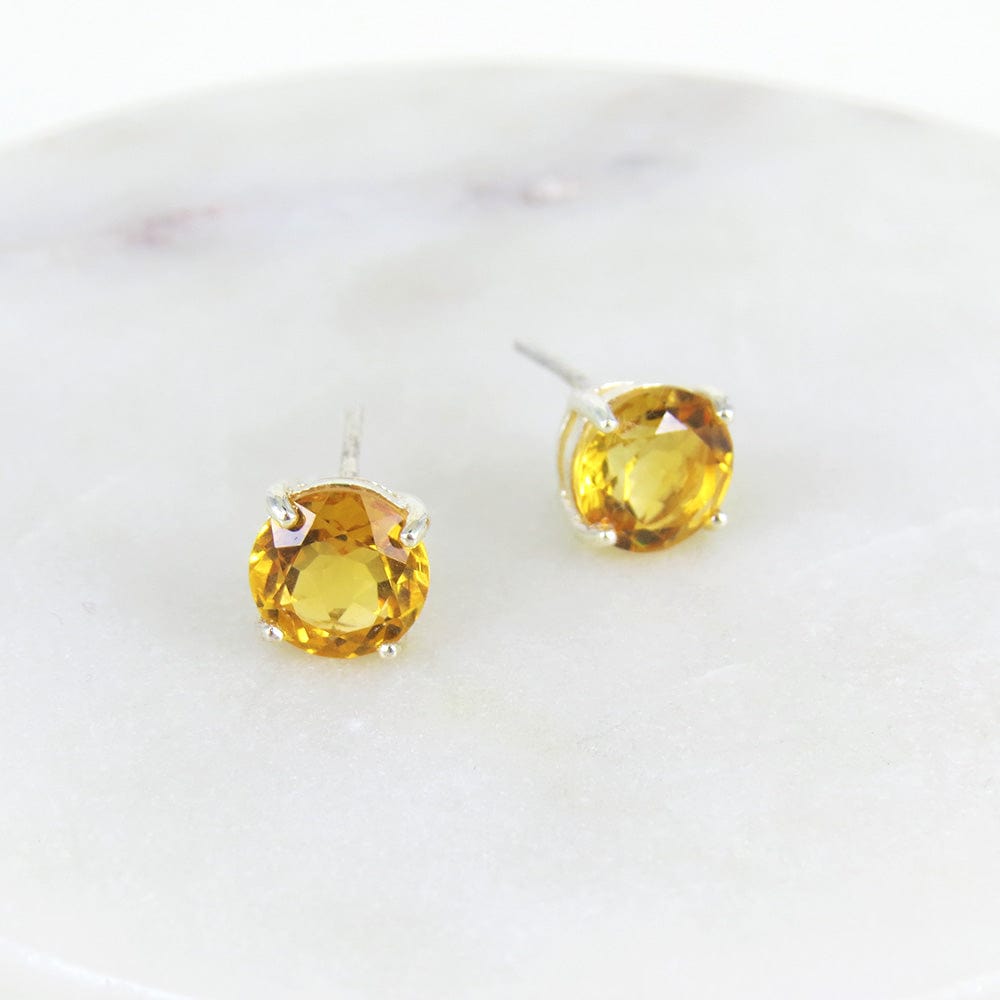 EAR CITRINE ROUND POST