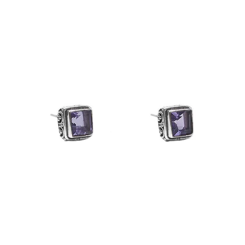 EAR Classic Bali Square Stud with Amethyst