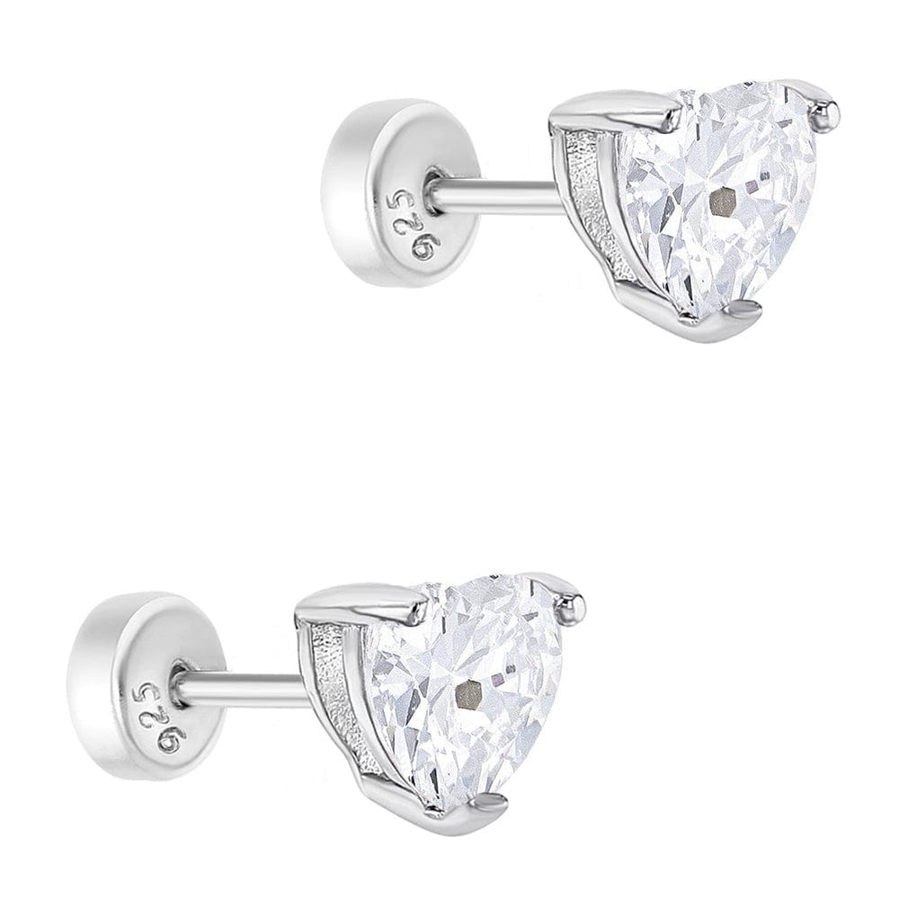 
                      
                        EAR Clear CZ Heart Solitaire Children Earrings - Screw Back
                      
                    