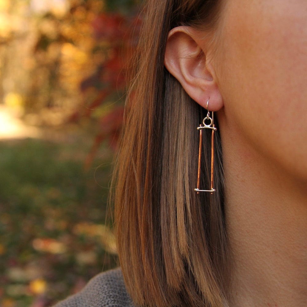 EAR Copper and Sterling Silver Sticks Earring