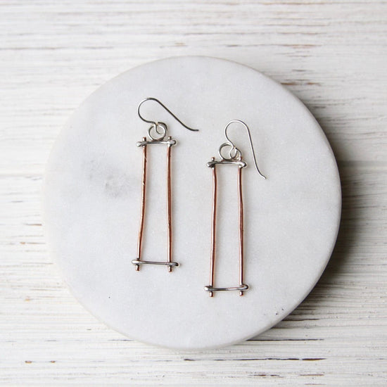 EAR Copper and Sterling Silver Sticks Earring