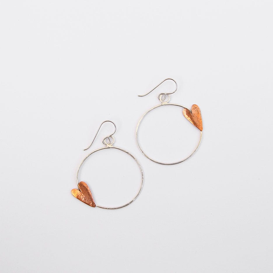 EAR Copper Heart Hoop Earrings