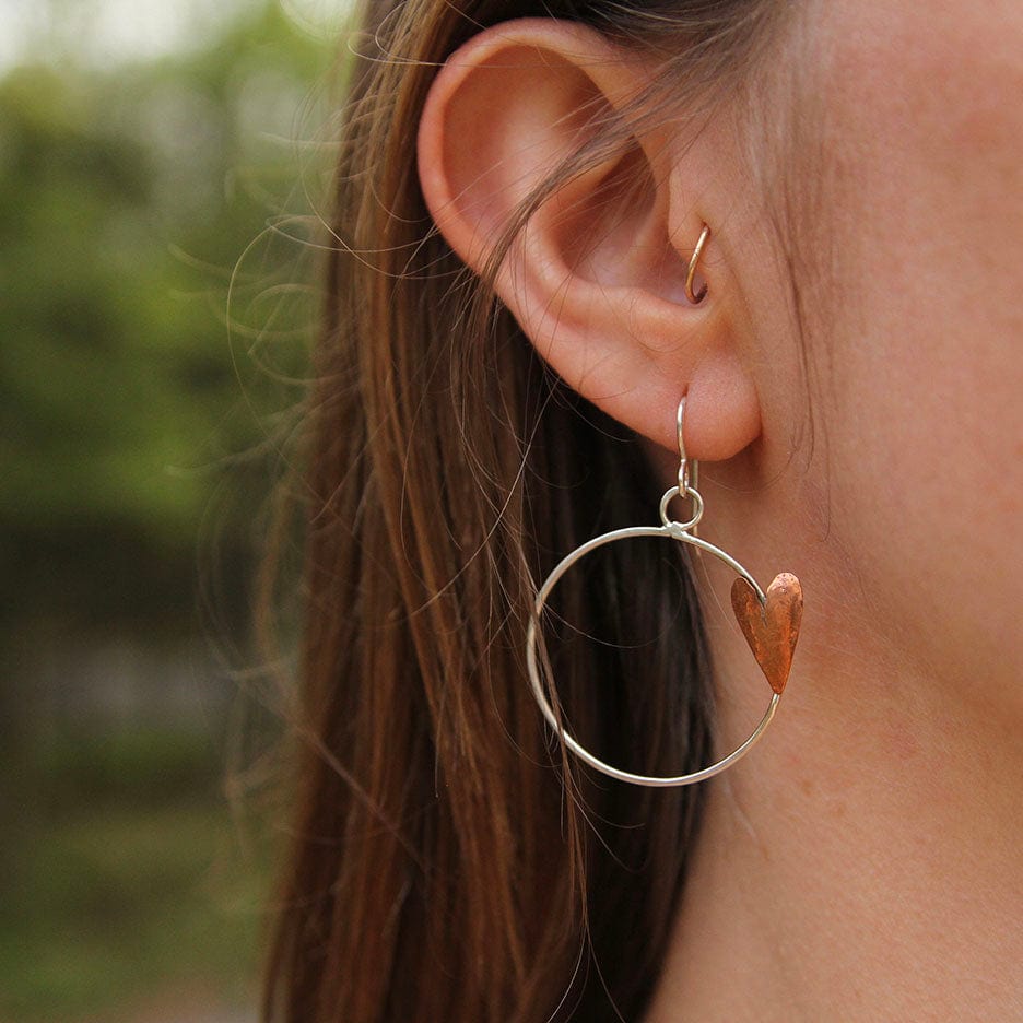 EAR Copper Heart Hoop Earrings