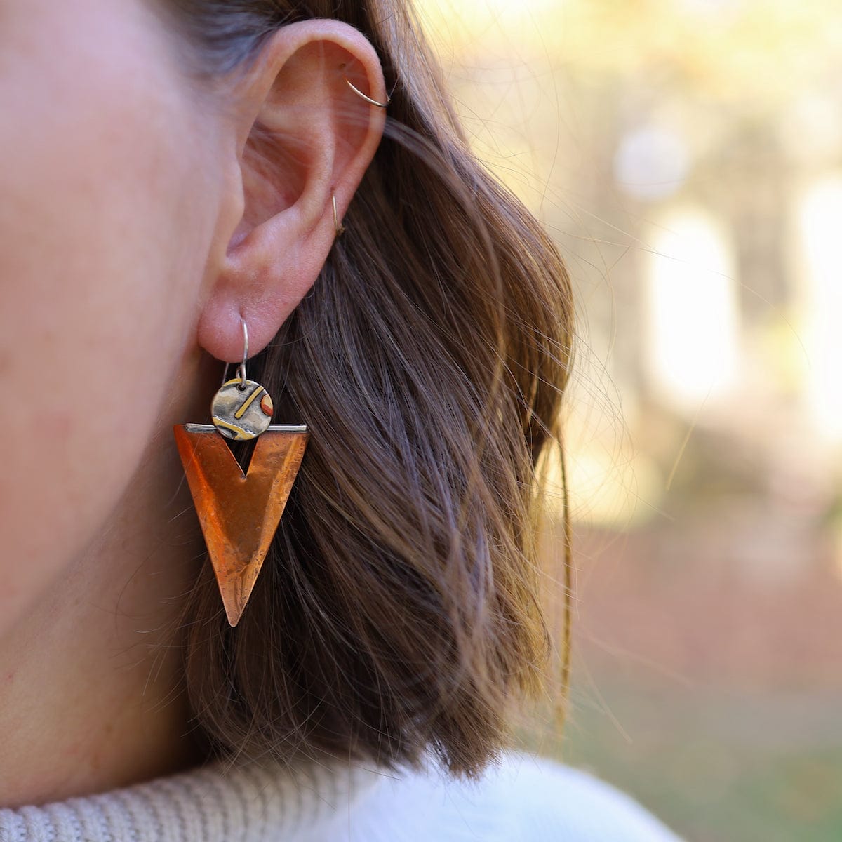 EAR Copper Inverted Triangle Earrings