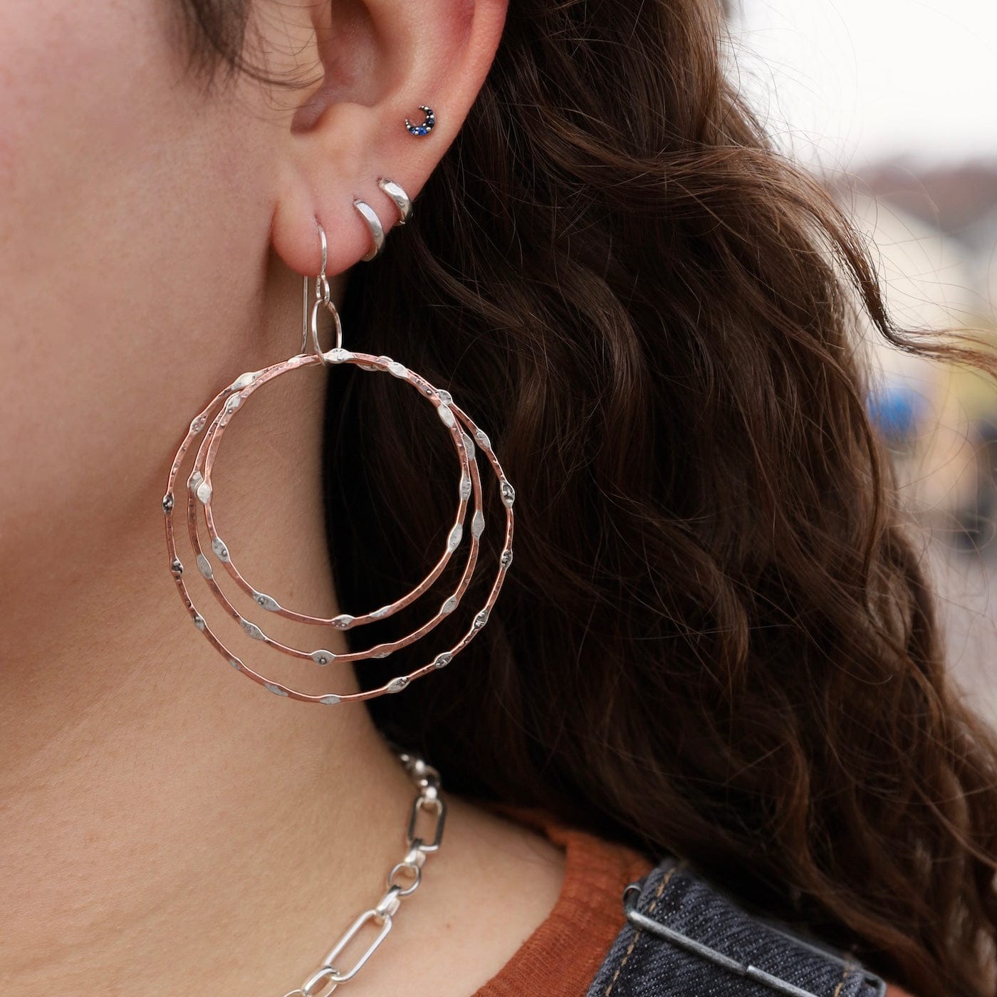 EAR Copper Morning Dew Drop Hoops