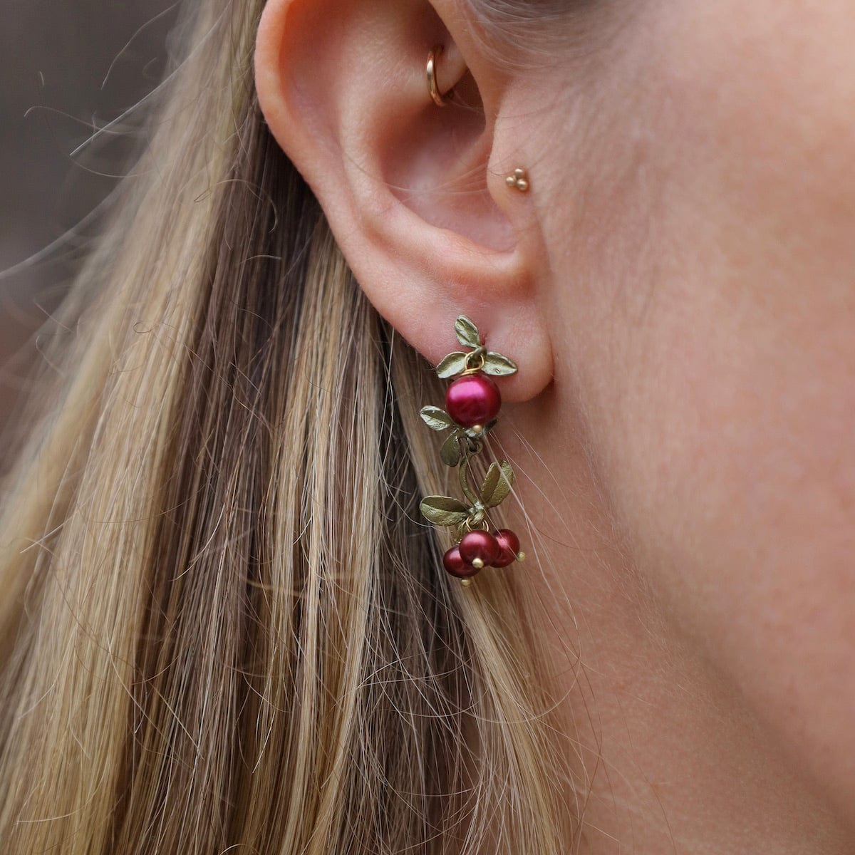 EAR Cranberry Dangle Post Earrings