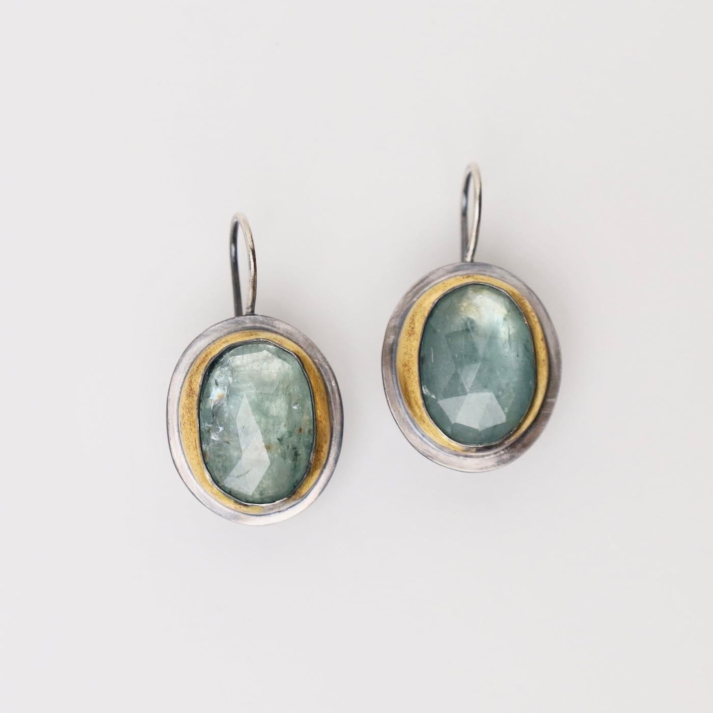 EAR Crescent Rim Hook Earrings with Green Kyanite