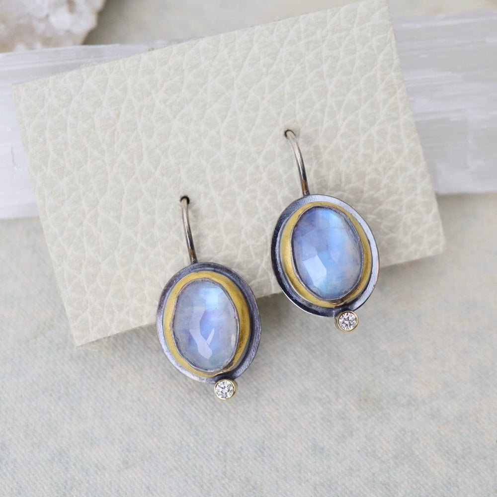 
                      
                        EAR Crescent Rim Hook Earrings with Rainbow Moonstone
                      
                    