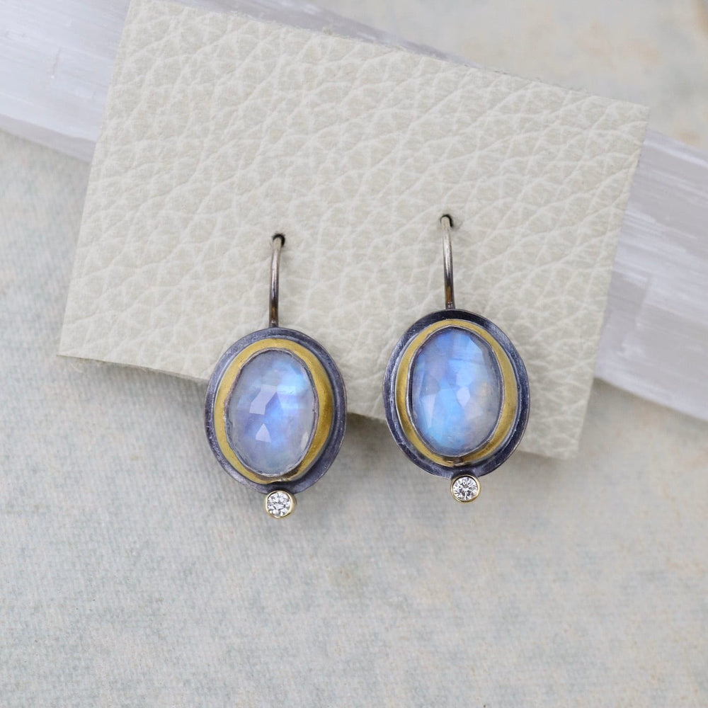 
                      
                        EAR Crescent Rim Hook Earrings with Rainbow Moonstone
                      
                    