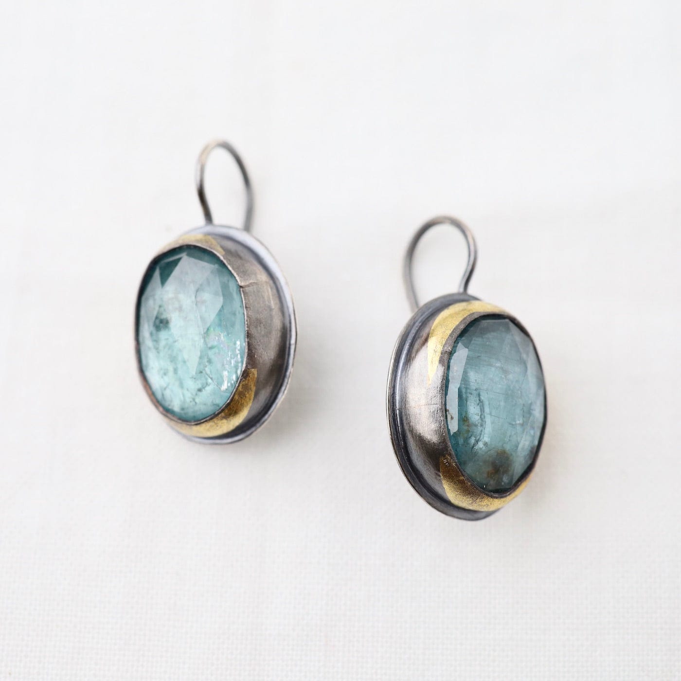 EAR Crescent Rim Hook Earrings with Sky Blue Kyanite