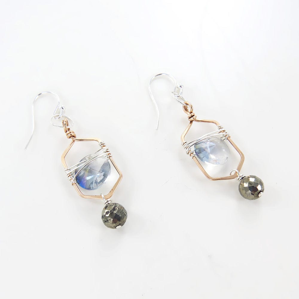 
                      
                        EAR CRYSTAL COIN AND PYRITE EARRING
                      
                    