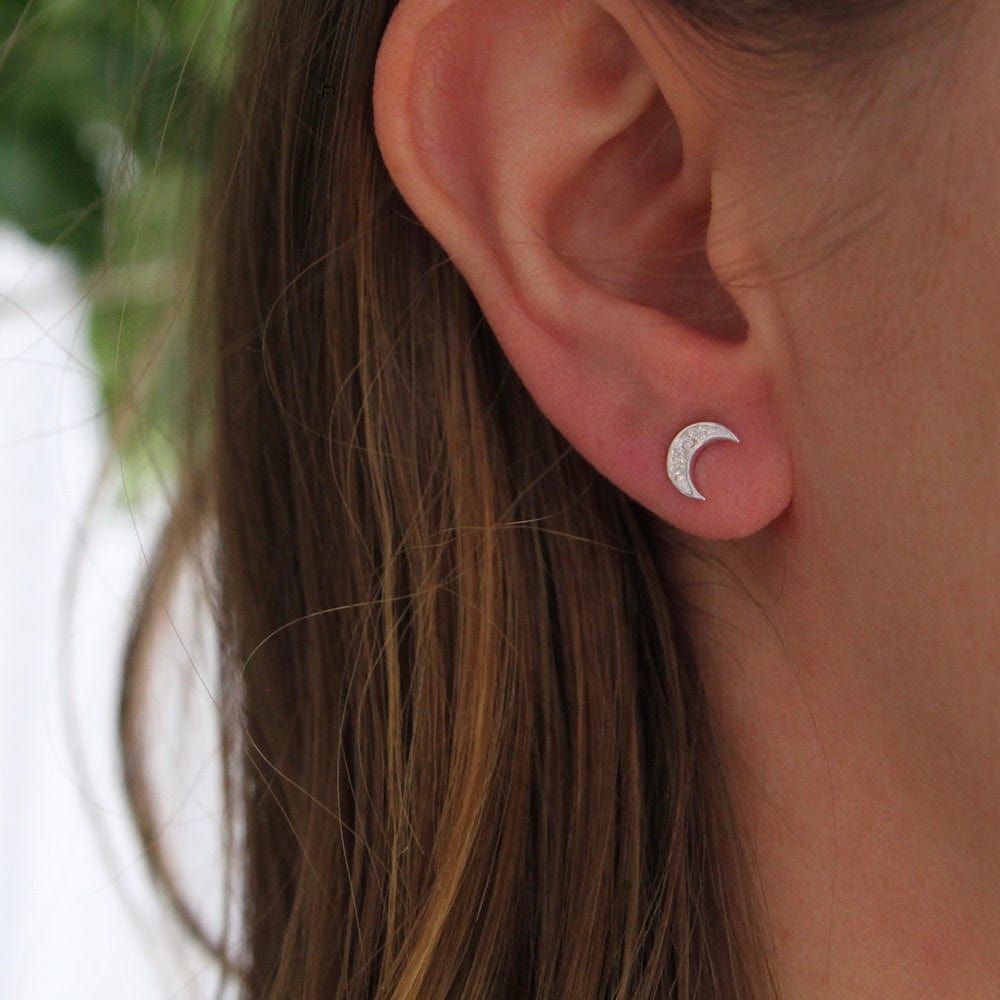 EAR Cubic Zirconia Pavé Moon And Star Stud Earring
