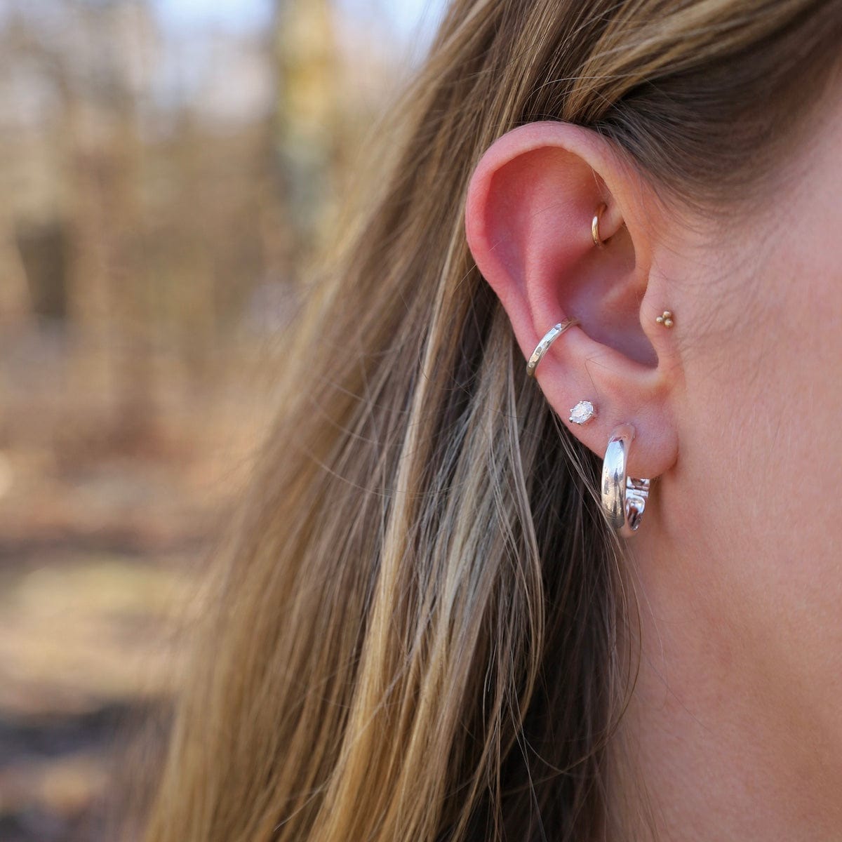 EAR-CUFF Sterling Silver Thin Plain Round Ear Cuff