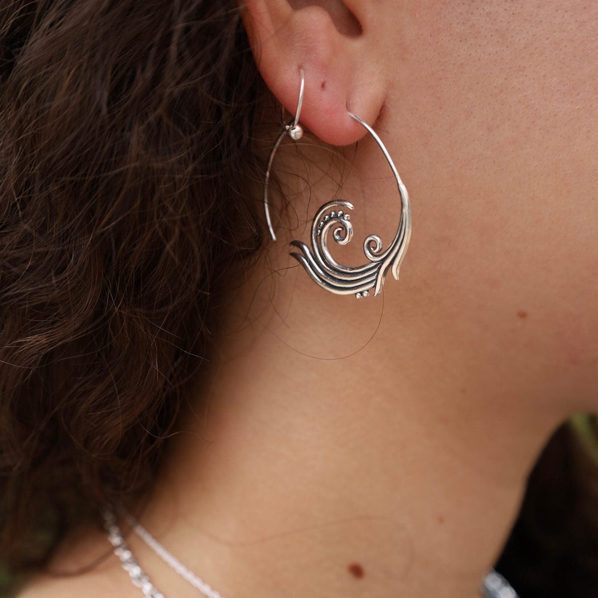 EAR Curled Grass Spiral Hoops