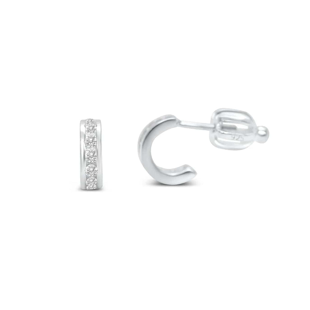 EAR CZ Half Hoop Earrings Silver