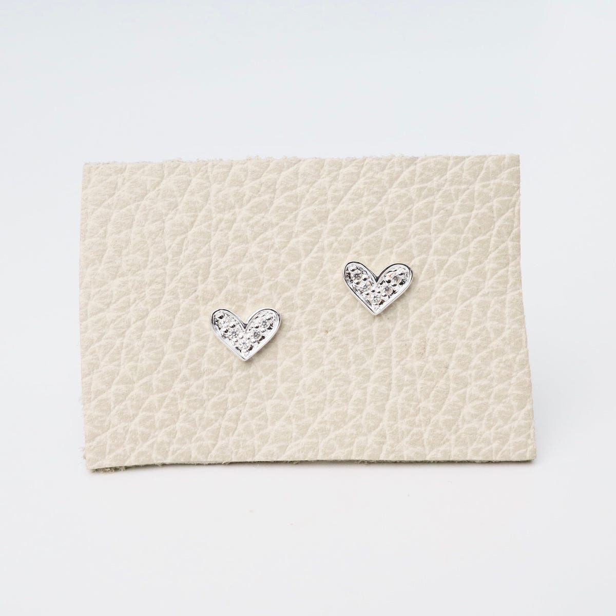 EAR CZ Pave Heart Studs Sterling Silver