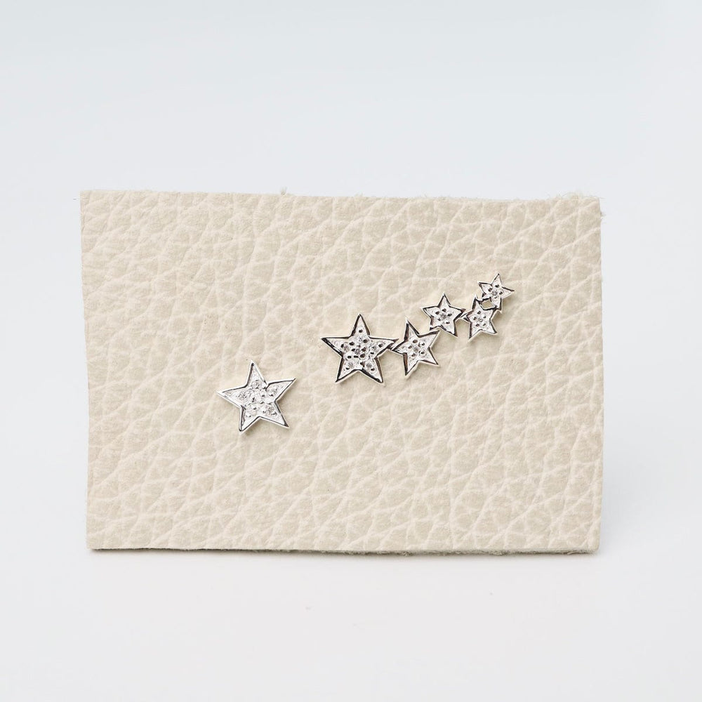 
                      
                        EAR CZ Pave Star Climber with Single Star Stud Earrings
                      
                    