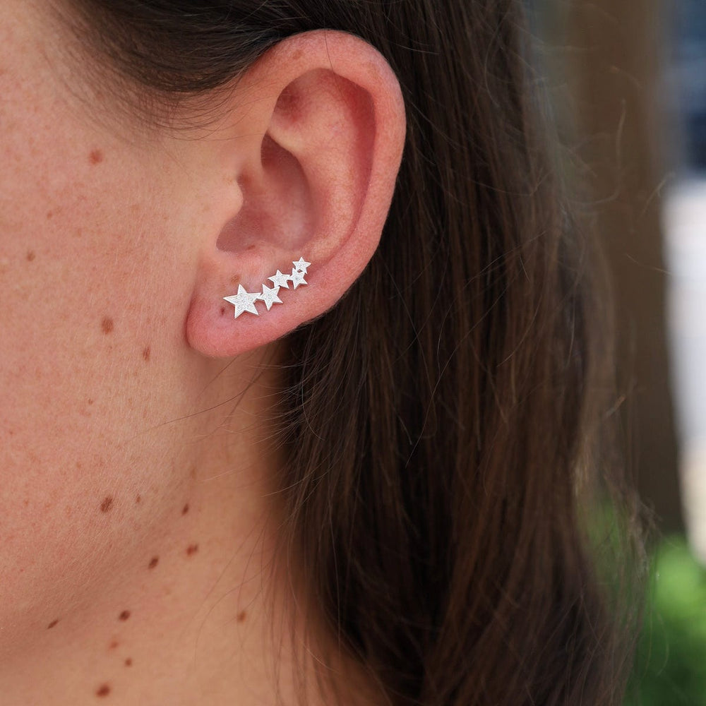 
                      
                        EAR CZ Pave Star Climber with Single Star Stud Earrings
                      
                    