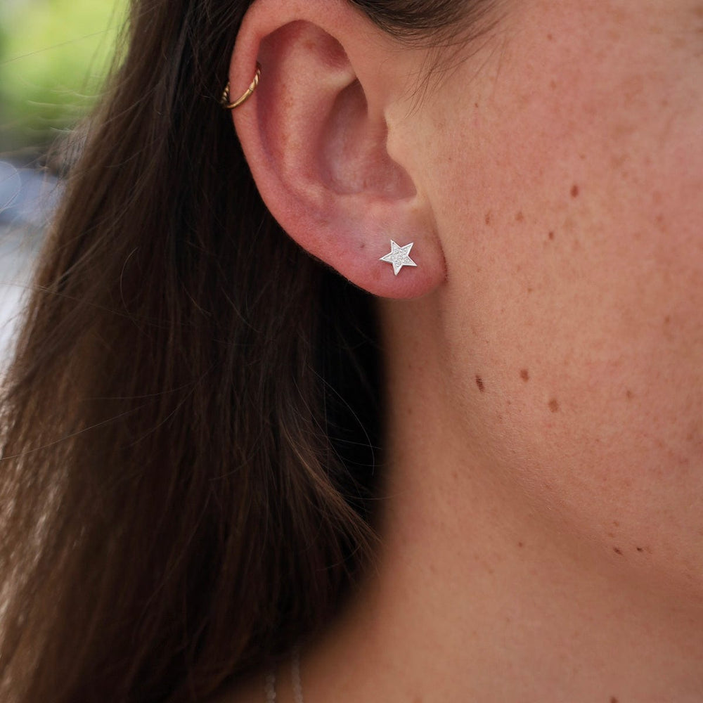 
                      
                        EAR CZ Pave Star Climber with Single Star Stud Earrings
                      
                    