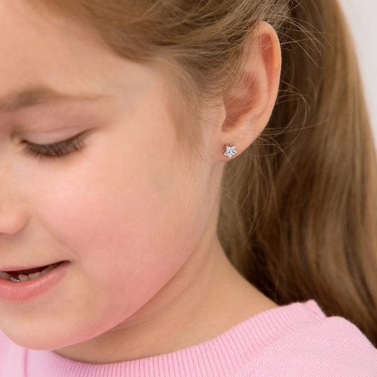 EAR CZ Star Children`s Earrings - Screw Back