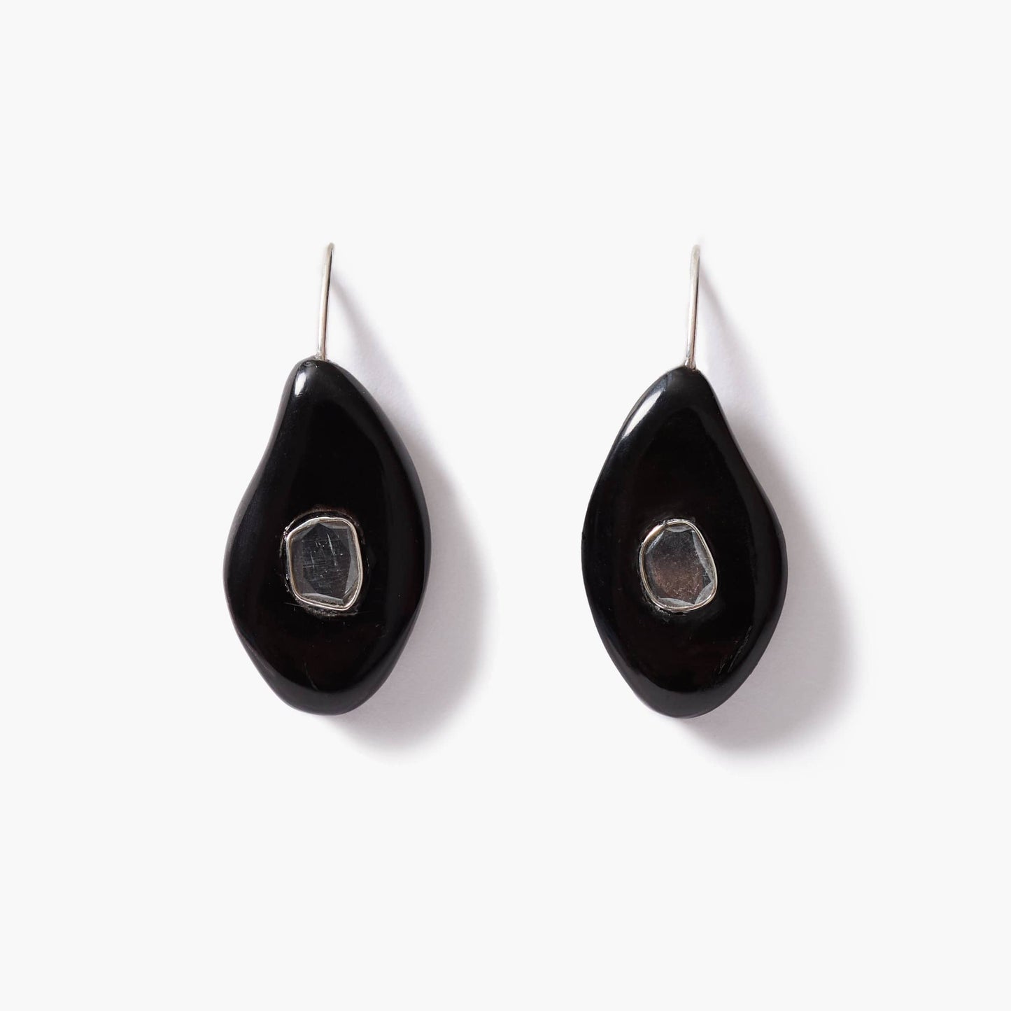 EAR Deep Pool Earrings - Black Horn & Moissanite