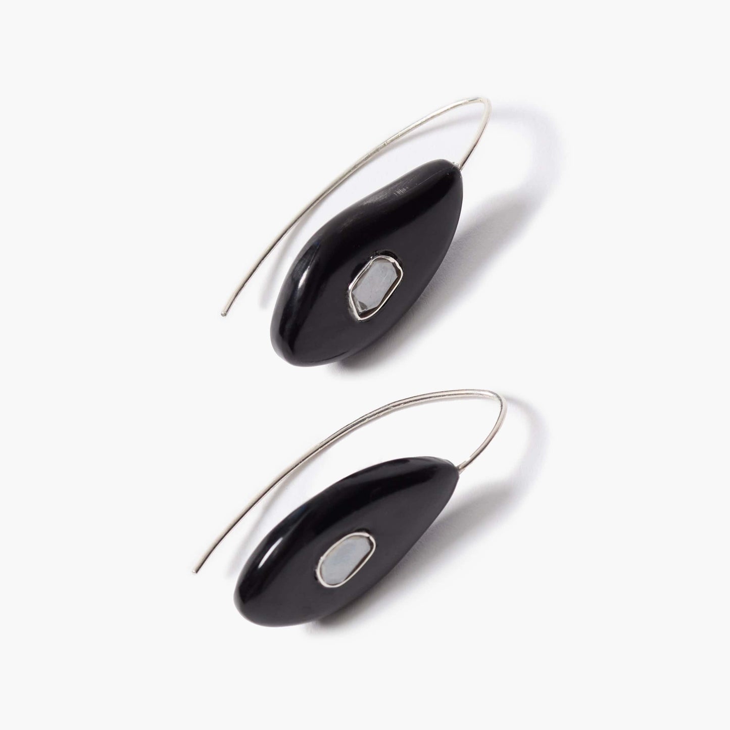 EAR Deep Pool Earrings - Black Horn & Moissanite