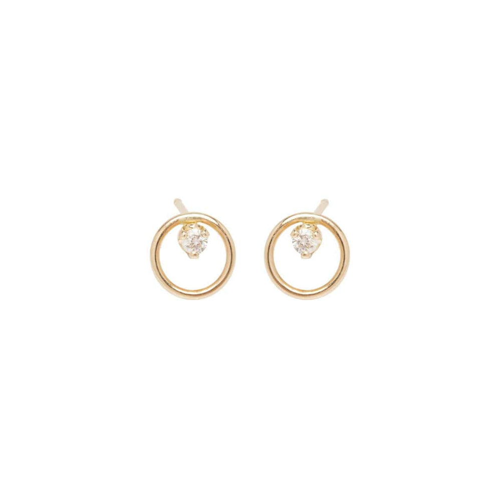 EAR-DIA 14K Circle Diamond Prong Studs