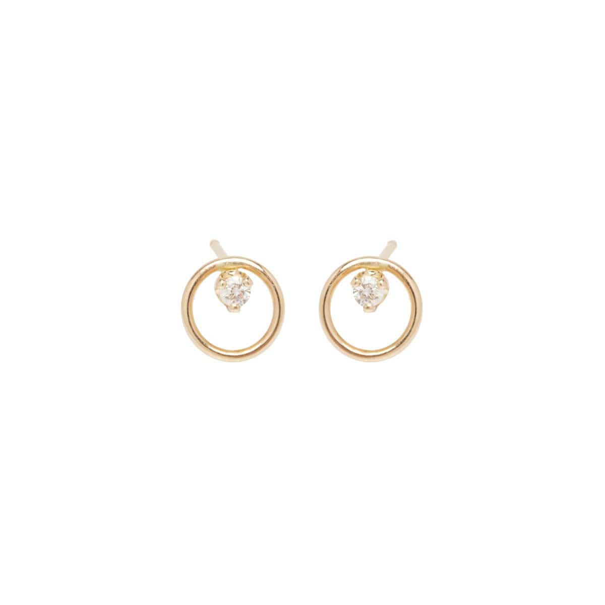 EAR-DIA 14K Circle Diamond Prong Studs