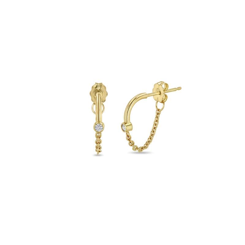 
                      
                        EAR-DIA 14k Diamond Bezel Mixed Wire & Chain Huggie Hoops
                      
                    