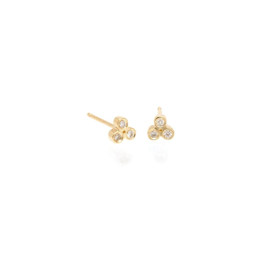 EAR-DIA 14K GOLD DIAMOND TINY TRIO STUD EARRING