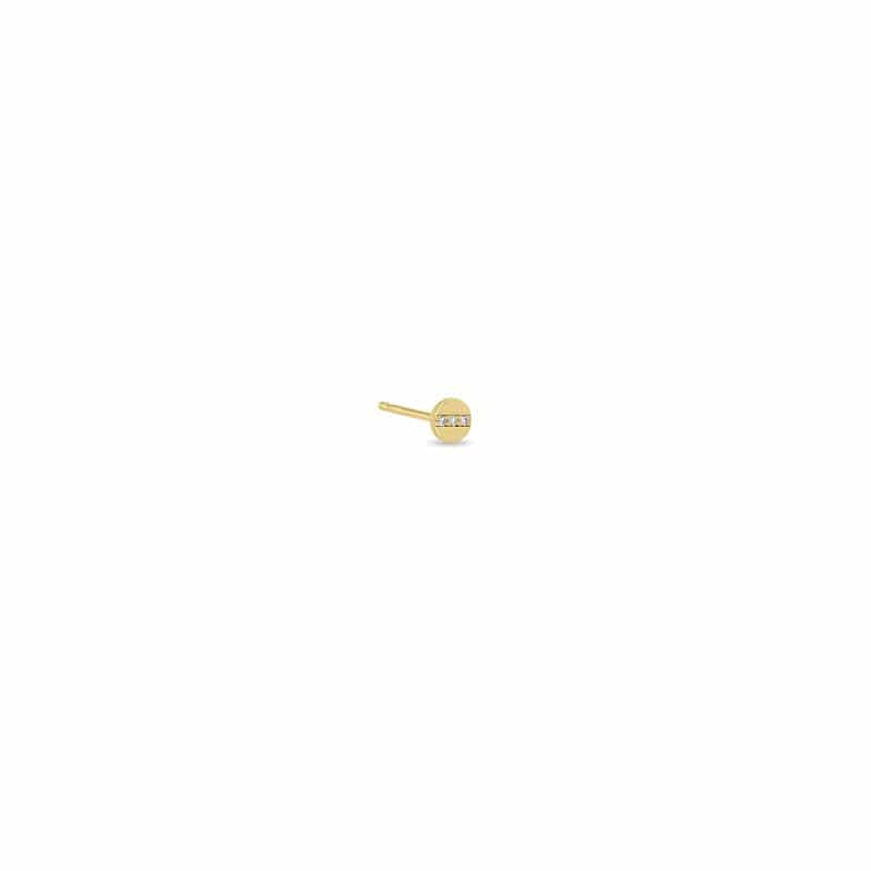 EAR-DIA 14k Itty Bitty Pavé Diamond Line Disc Stud - SINGLE