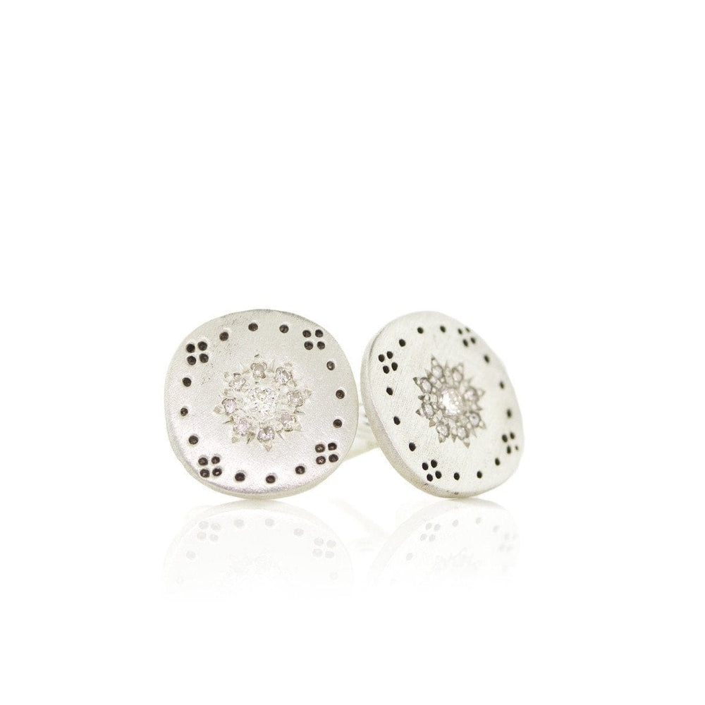 EAR-DIA Diamond Silver Cluster Stud Earrings