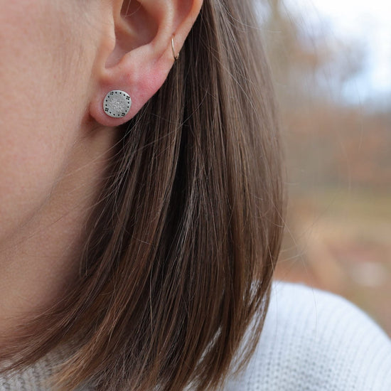 EAR-DIA Diamond Silver Cluster Stud Earrings