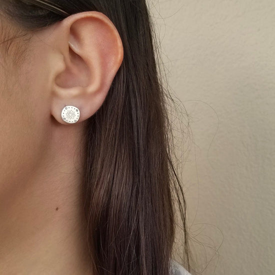 EAR-DIA Diamond Silver Cluster Stud Earrings