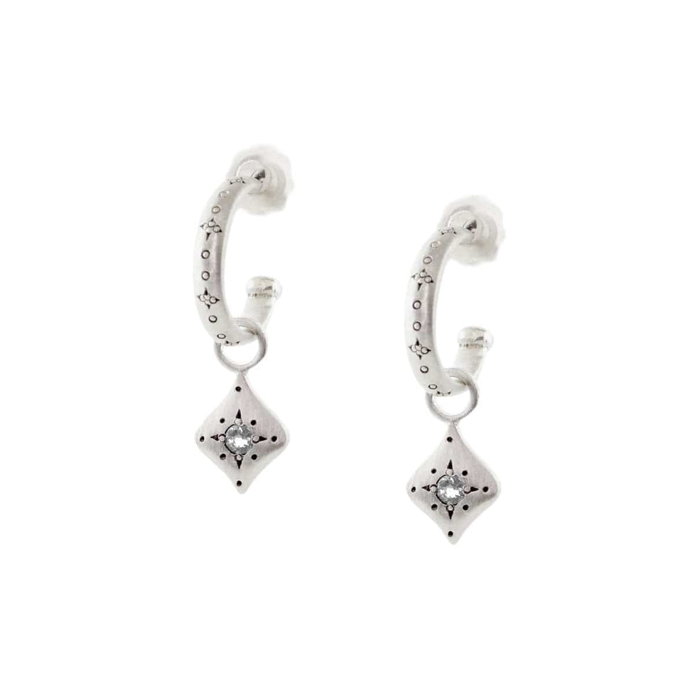 EAR Diamond Silver Nights Charm Hoop Earrings