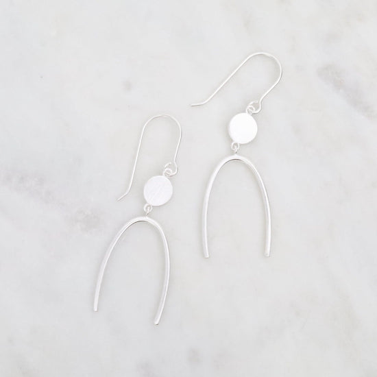EAR Dot & Arc Hook Earring - Brushed Sterling Silver